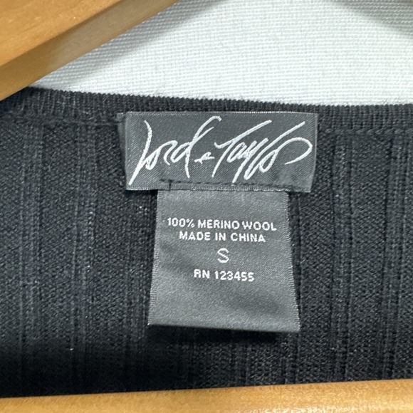 Lord & Taylor 100% Merino Wool Black Open Front Long Cardigan Sweater Small - Picture 2 of 8